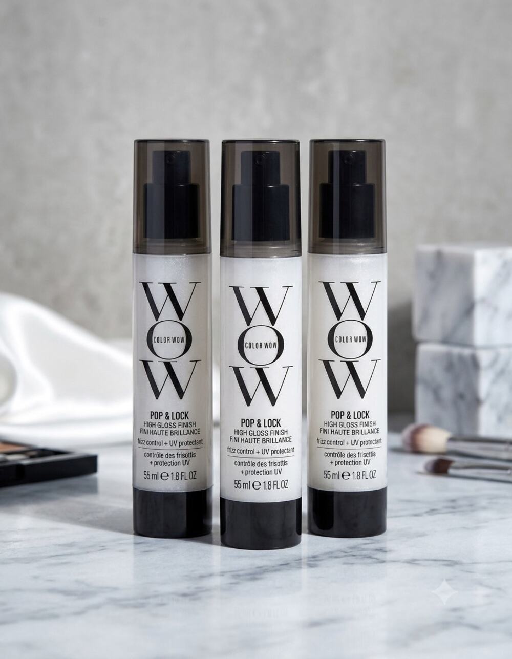 Lot of 3 COLOR WOW Pop & Lock High Gloss Finish Frizz Control UV Serum (1.8 oz)